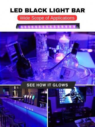 ONELEDWANGRX 2 件至 6 件套装 1 英尺/30 厘米 UV LED 黑光灯条，USB 供电紫外线灯带，带开/关开关，多个安装磁性螺丝夹，易于安装，适用于黑灯派对荧光海报的紫外线灯