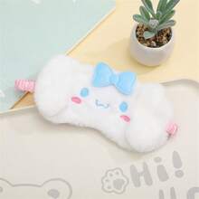 Sanrio 1pc Sanrio Kuromi And Hello Kitty Plush Sleep Mask - Cute Cartoon Design, Soft Blackout Cover, Suitable For All Types Of Light Brown, Features Fluffy And Comfortable Cute Cat Eye Sleep Mask - Blackout Goggles, A Cute Gift For Girls