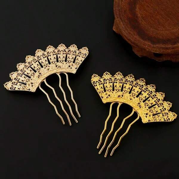 1 pieza Peine de pelo con corona de flores vintage de 9 filas, accesorio en forma de abanico de aleación, adecuado para vestuario antiguo, tocado Hanfu, peinado diario, actuación en el escenario