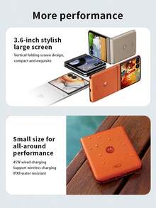 Lenovo Moto Razr 50 Fifth-Generation Folding Screen Mobile Phone 3.6-Inch Large External Screen IPX8 Water Resistance 600,000 Folding Certification Dual SIM Dual Standby Screen Refresh Rate 120Hz 4200mAh Large Battery 5G AI Mobile Phone 8 256GB - Moon Velvet Black - View 3