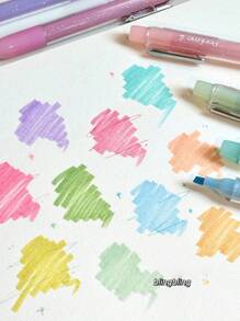 4 件/1 套 12 色闪光荧光笔荧光笔荧光凝胶笔斜头记号笔粉色和可爱荧光笔返校学校办公文具下划线突出显示宽彩色彩绘文具学校用品 - 套裝 - 查看 5