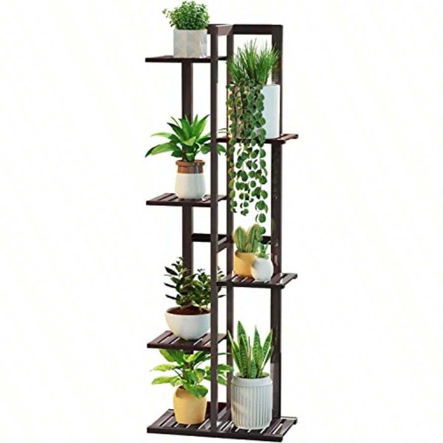 Plant Stand Indoor 6 Tier Bamboo Plant Shelf Corner Display Rack 46 Inch Tall Multiple Planter Pot Holder SpaceSaving Flower Stand For Living Room Balcony Garden PatioCQC - 濃縮咖啡 - 查看 1