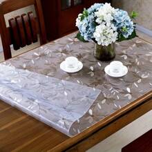 1pc Soft Glass PVC Transparent Chrysanthemum Pattern Tablecloth, Waterproof, Heat-Resistant, Oil-Proof Table Mat, Rectangular Desk Cover For Dining Table, Desk, Office Desk, Easy To Clean, Chrysanthemum Embossed, Non-Deformable, Non-Yellowing, Scratch-Resistant, Customizable, Small Table Mat Suitable For Kitchen, Coffee Side Table, Wooden Office Furniture Glass Plastic Tabletop Protection