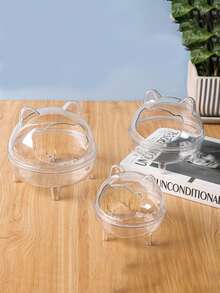 Cortina de ducha transparente con diseño de hámster y oso de peluche dorado, alfombra de baño anti-salpicaduras