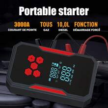 2-In-1 Portable Air Compressor/Charger, 3000A Peak 25L/Min Car Tire Air Pump, DC 12V 150PSI Portable Car Tire Air Pump, LED Light For Car Tire, Motorcycle, Bicycle