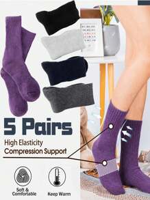 5 par ciepłych skarpet trekkingowych z wełny merynosów – grube, wyściełane skarpetki odprowadzające wilgoć dla mężczyzn i kobiet, niezbędne podczas aktywności na świeżym powietrzu zimą, skarpetki jesienne