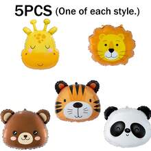 5PCS Cute Animal Head Balloons, Bear Panda Giraffe Tiger Lion Balloons For Birthday Party Decoration And Theme Party, Balloon Garland Decoration, Background Wall Decoration, Creative Gifts - Multicolor - View 14