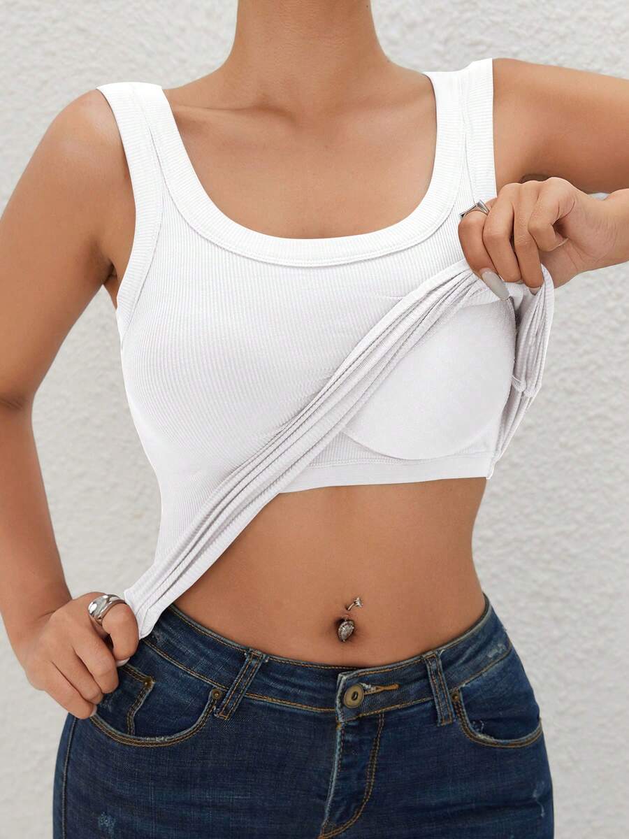 EssElegance, Sports Bra Tank Top With Removable Padded - Seamless Wire-Free Design For All Seasons, Yoga, Running, And Fitness​ Tank Top With Built In Bra Fall Clothes For Women - 白色 - 查看 1