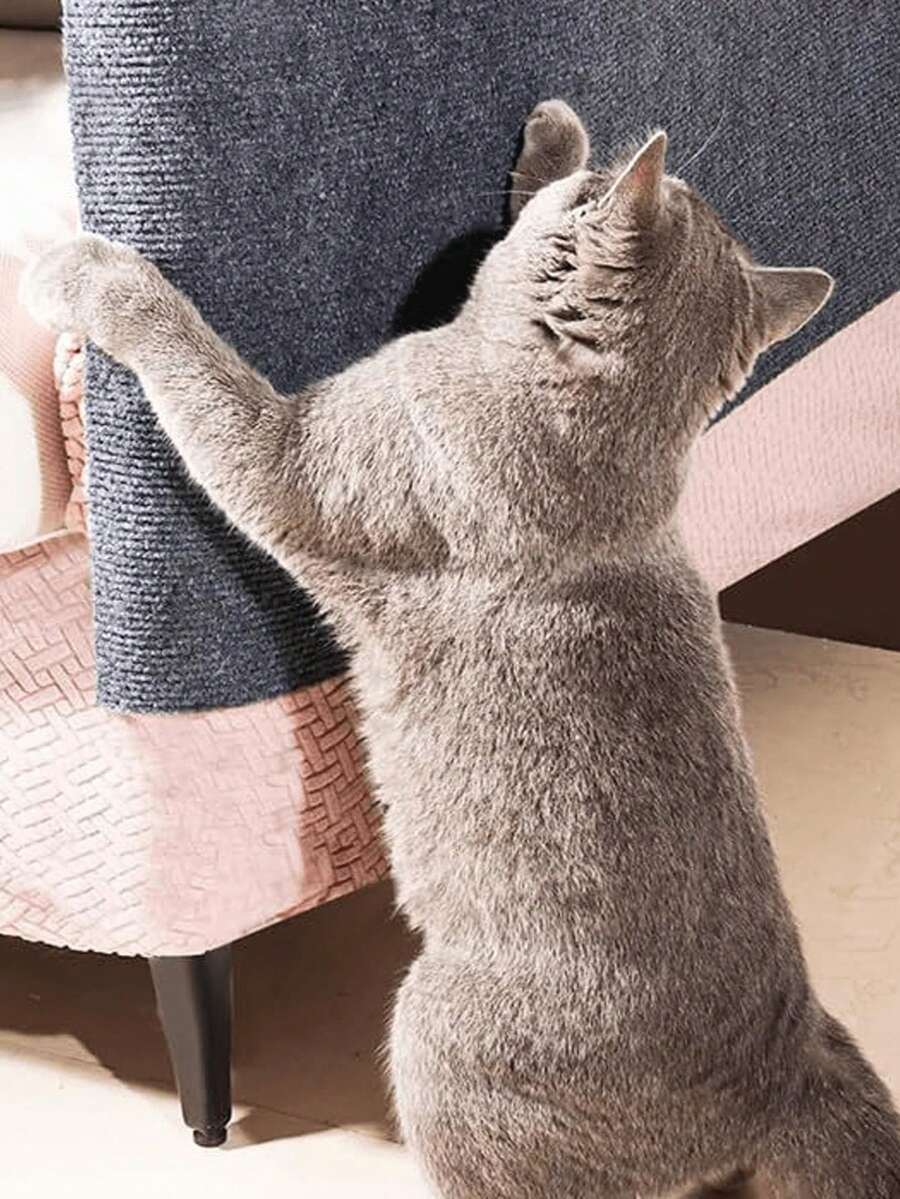 Cat Scratching Mat, Trimmable Self-Adhesive Cat Scratching Carpet, Trimmable Cat Furniture Protector For Furniture, Sofa, Door Or Wall Protector, Scratching Post Replacement Pad (Dark Gray, Light Gray) - 淺灰色 - 查看 1