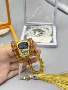 1 Conjunto de 33 Contas de Rosário - Contas de Rosário Douradas/Prateadas com Caixa de Presente Transparente | Contas de Oração Muçulmanas - Multicolorido - Visão 1