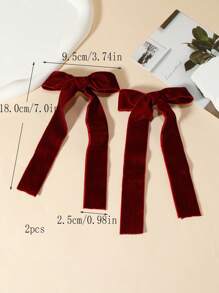 2pcs Minimalist Wine Red Bow Hair Clips For Daily Use, Fall, Claw Clips, Hair Claws, Hair Slide, Hair Barrettes, Hair Accessories, Fall Fashion, Autumn, Winter Outfit For Women, Bows, Cute, Christmas Outfit For Women