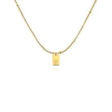 18k Gold Plated Stainless Steel Letter Pendant Necklace With Beaded Chain, Suitable For Daily Wear - Gold Type 5 - View 5