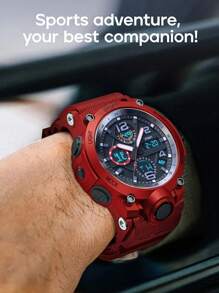 1 件双显示圆形男女通用手表，多功能闹钟，时尚电子表 - A - 查看 3