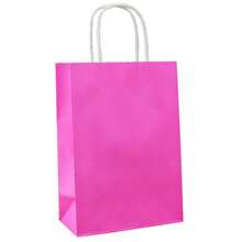 12 个小礼品袋,5.25x3x8 英寸带手柄的粉红色纸袋,牛皮纸粉红色纸袋,适用于小礼物、生日、婚礼派对礼品、零售、商品。单身派对袋。 - 玫紅色 - 查看 9