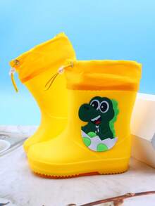 1 双卡通恐龙儿童雨靴，男童轻便舒适雨鞋，防滑户外运动防水靴，适合雨天和学校活动 - 黃色 - 查看 6