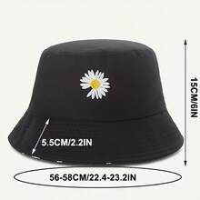1 件双面太阳帽，雏菊刺绣，男女通用渔夫帽，时尚，适合所有季节