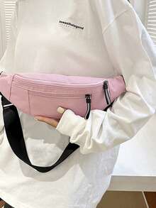 Bolso de cintura estilo coreano, ligero de nailon | Bolsa de pecho multifuncional para deportes y con cremallera antirrobo ajustable y gran capacidad para guardar el teléfono móvil, el cambio y artículos personales, ideal para viajes al aire libre y salidas - Multicolor - Ver 22