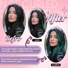 100% Human Hair Clip-In Underlights - Colored Hair Extensions Highlights Streaks (Pink, Blue, Purple, Green, Silver) - Heat Friendly, Remy Quality, Invisible Clips, Easy To Apply - 藕粉色 - 查看 4