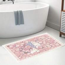 1 pieza Alfombra de peluche decorativa con forma de conejo, alfombra de piso para dormitorio, decoración del hogar, estilo Ins, suave y cálida, adecuada para dormitorio, sala de estar, habitación infantil - Rosa - Ver 16