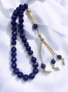 1 件 33 颗天然石念珠，黑色扎染 Tasbih 祈祷珠 - 黑色 - 查看 19