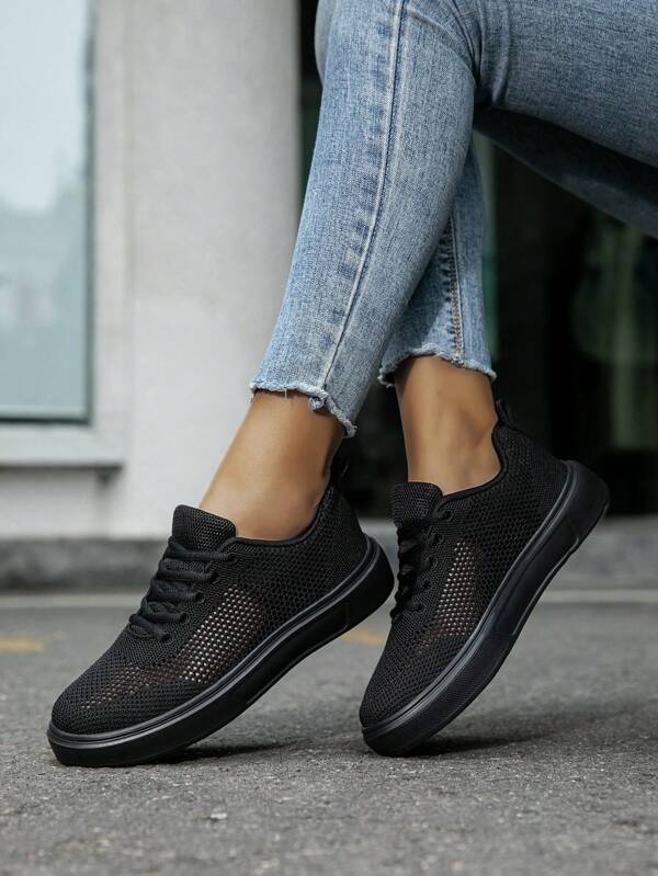 New Plus Size Lightweight Mesh Breathable Casual Shoes, Women's Sports Shoes, Women's Flat Jogging Shoes, Women's Flat Sneakers, Women's Hollow-Out Mesh Casual Shoes, Women's Hollow-Out Breathable Sports Shoes, Women's All-Black Work Shoes, Women's Fashionable Casual Walking Shoes, Women's Flats, Men's Sports Shoes, Men's Casual Shoes, Men's Hollow-Out Mesh Breathable Sneakers, Round Toe Lace-Up Black Mesh Shoes, Couples Comfortable Travel Shoes, Black Skate Shoes, Solid Black Sneakers, Men's Hollow-Out Breathable All-Black Work Shoes