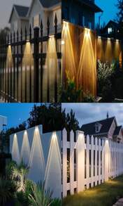 Luces solares de valla de peasur para exteriores, paquete de 8, luces de cubierta solares, luces LED impermeables para barandilla, patio exterior (blanco cálido) - Marco blanco cálido y marrón - Ver 5