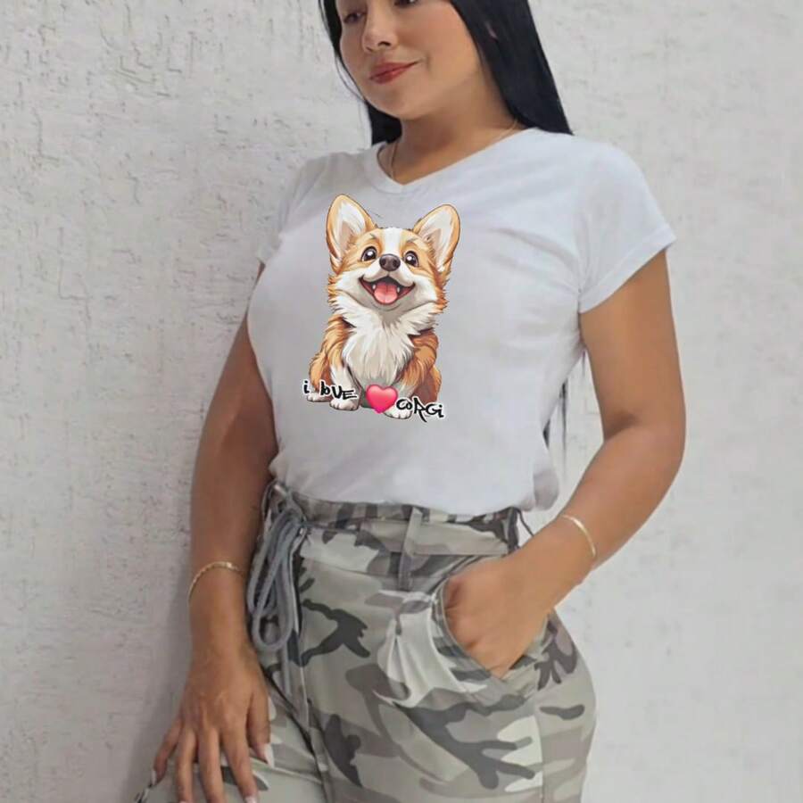 Playera I LOVE CORGI - Blanco - Ver 1