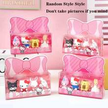 Sanrio Set da 4 pezzi di simpatici Eraser Sanrio, Eraser a tema cartoni animati Sanrio, set regalo di articoli di cancelleria con My Melody, Hello Kitty, Kuromi, Cinnamoroll (stile casuale), forniture scolastiche, regali di inizio scuola, regali perfetti per feste, regali per fan