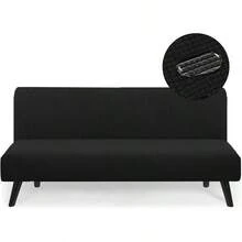 Water Repellent Armless Futon Cover Sofa D Cover, Full Size Futon Mattress Cover, Soft  Stretch Furniture Protector For Pets, Black - 黑色 - 查看 1