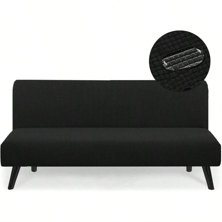 Water Repellent Armless Futon Cover Sofa D Cover, Full Size Futon Mattress Cover, Soft  Stretch Furniture Protector For Pets, Black - 黑色 - 查看 1