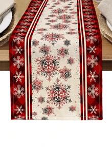 1 pieza Camino de mesa con estampado de copos de nieve, 4 piezas Individuales con estampado de copos de nieve, adecuado para fiestas, cumpleaños, cenas, decoración de cocina y comedor, decoración del hogar y sala de estar para todas las temporadas