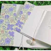 Vintage Lilac Floral Woven Fabric Book Jacket, Pom Pom Tassel Decor Reusable Book Protective Sleeve, Slim Lightweight Washable Book Skin For Literary Lovers & Bookish Gift Gifting - Sets - View 9