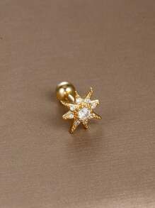 1 pezzo di aletta in acciaio inossidabile con zirconia, motivo geometrico a forma di love, fiocco di neve, corona di luna, orecchie da piercing diverse per donne, adatto per l'uso quotidiano