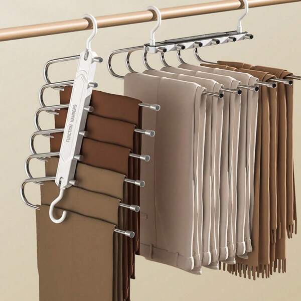 Folding Pants Hanger - Multi-Layer, Multi-Functional Trousers Hanger, Household Magic Non-Marking Pants Clip, Wardrobe Storage Artifact, Pants Hanging Rack