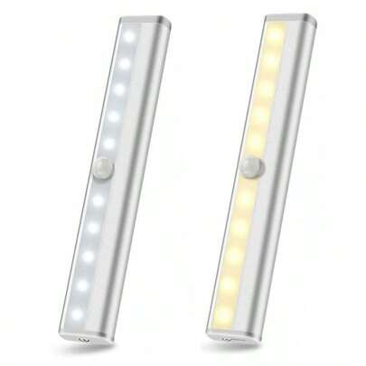 1 قطعة إضاءة خزانة بمستشعر حركة تحت الأشعة تحت الحمراء - مصباح ليد ذكي، لاسلكي قابل للتثبيت المغناطيسي على الخزانة، مناسب لإضاءة سطح العمل والممرات والساللم والرفوف والمطبخ، يعمل بالبطارية، إيقاف تلقائي، مستشعر ضوئي