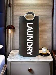 1pc Waterproof Laundry Basket With Soft Padded Handle, Vertical Foldable Laundry Hamper, Suitable For Bathroom, Laundry Room, Balcony, Dorm, Home Organization, Large Capacity Laundry Basket, Gift For Valentine's Day, Wedding, New Year - Dark Grey - View 11