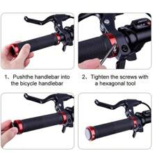 1 Coppia di Impugnature Professionali per Bicicletta, Impugnature per Manubrio Bicicletta in Lega di Alluminio con Doppio Bloccaggio a Vite, Impugnature per Manubrio Bicicletta da Montagna, Impugnature Antiscivolo in Gomma per Manubrio Bicicletta, Protezione per Manubrio Bicicletta