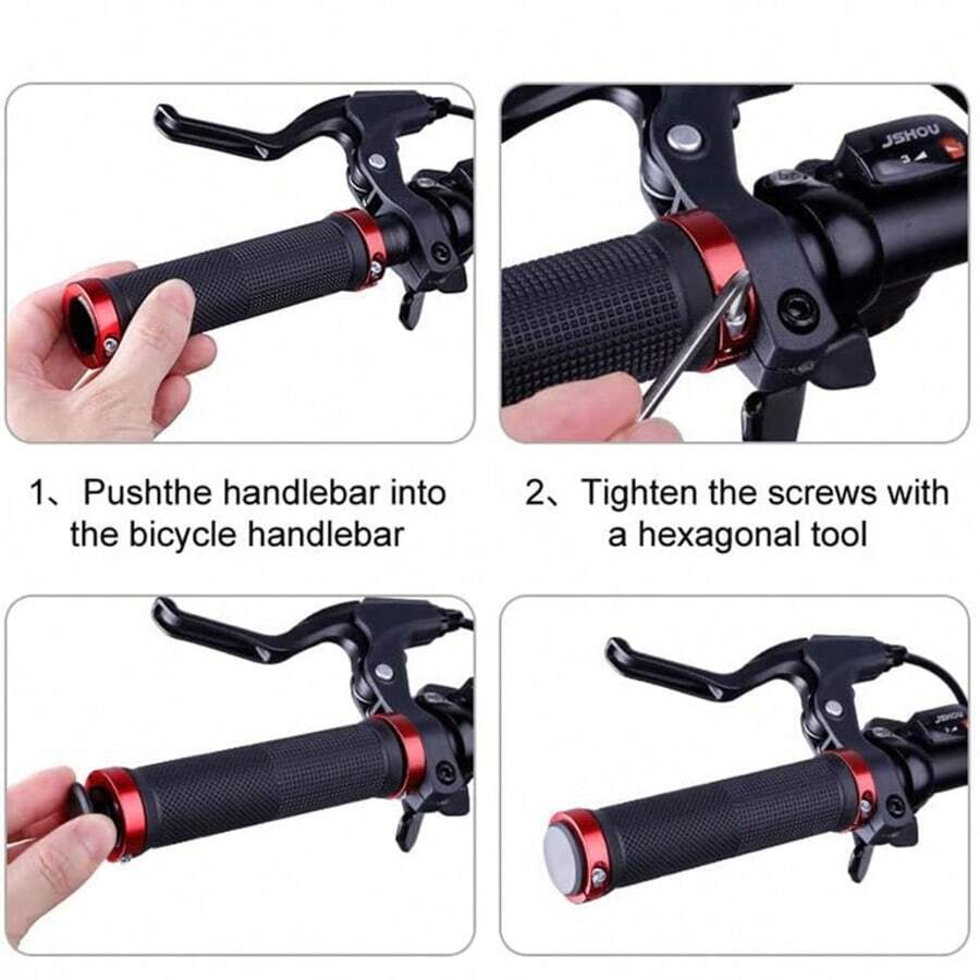 1 Coppia di Impugnature Professionali per Bicicletta, Impugnature per Manubrio Bicicletta in Lega di Alluminio con Doppio Bloccaggio a Vite, Impugnature per Manubrio Bicicletta da Montagna, Impugnature Antiscivolo in Gomma per Manubrio Bicicletta, Protezione per Manubrio Bicicletta