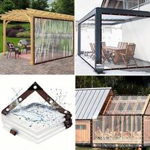 Sealed Transparent Waterproof Cloth - Suitable For Heavy-Duty Rain Shelter Covers On Terraces, Porches, Gardens, Chicken Coops, And Camping - Plastic Rain And Sun Protection, Outdoor Sunshade Waterproof Porch Cover, Heavy Duty Transparent Waterproof Cloth Strap Buckle - Plastic Snow Forest Design,