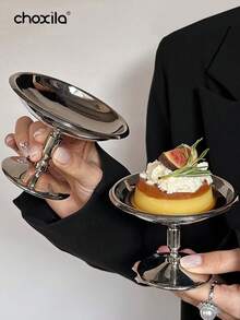 choxila 1 كوب حلوى من الفولاذ المقاوم للصدأ، وعاء آيس كريم ذو قاعدة عالية، طبق معدني صغير على قاعدة لتقديم الحلويات والفواكه والحلويات الهلامية والوجبات الخفيفة في المناسبات العائلية والأعراس وشهر رمضان وعيد الأضحى - فضي - مشاهدة 5