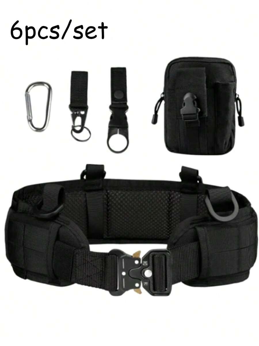 6-Piece Outdoor Military Enthusiast Training Tactical Waistband Set, Multifunctional Quick Release Cobra Nylon Tactical Waistband, Pure Handmade Cutting, Slight Deviation Is Normal, Suitable For Adventurous Outdoor Enthusiasts To Quickly Adjust - Multicolor - View 1