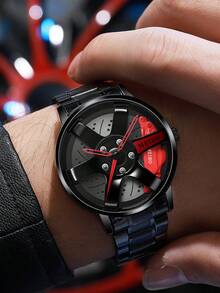 GUANQIN 1 szt. Modny, obrotowy zegarek męski w stylu kółek, zegarek z paskiem kwarcowym, marka Top, samochód wyścigowy, zegarek na rękę, prezent dla mężczyzny, moda, biznes, luksus, sportowy, klasyczny, prosty, stylowy, mechaniczny, męski, automatyczny zegarek kwarcowy, odpowiedni na Dzień Ojca, studentów, festiwale, randki, biznes, na co dzień, prezenty