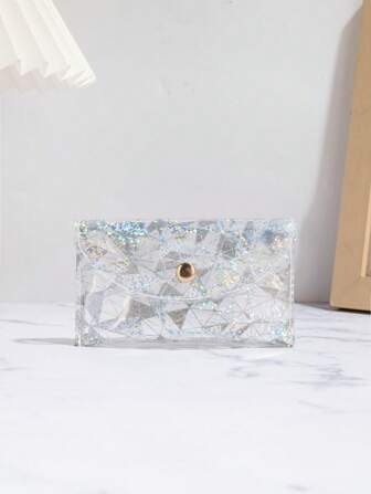 透明彩色全息星形 PVC 发光激光五角星可变色可爱零钱包女士钱包迷你钱包钱包卡包钱包