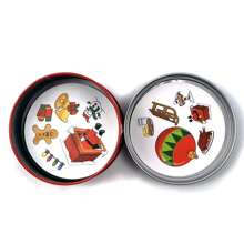 Compact Round Card Game Kit - Holiday Gathering Activity Cards - Circular Game Pieces With Durable Case Storage Valid For Halloween And Christmas