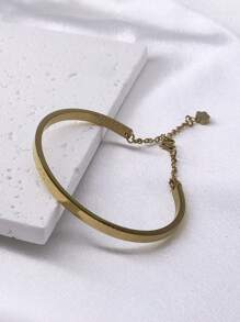 1 pièce Bracelet pendentif en forme de cœur minimaliste et , plaqué or 18 carats en acier inoxydable, accessoire casual pour hommes, Saint Valentin, mère, fête des mères, cadeau