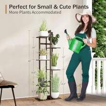 Plant Stand Indoor 6 Tier Bamboo Plant Shelf Corner Display Rack 46 Inch Tall Multiple Planter Pot Holder SpaceSaving Flower Stand For Living Room Balcony Garden PatioCQC - 濃縮咖啡 - 查看 3