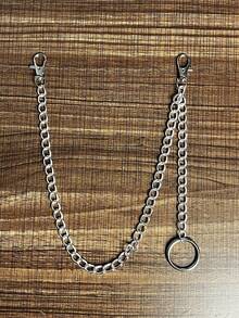 1pc New Pants Chain Retro Design Fashion Men's Pants Chain Jeans Chain Punk Hip-Hop Pants Chain Waist Chain , Double Chain Design Fashionable And Practical, Suitable For A Variety Of Trouser Type - فضي - مشاهدة 6