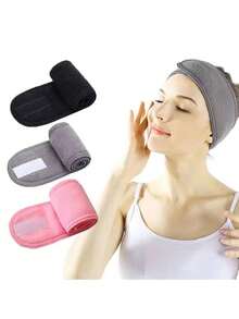 发带女式吸汗带 1/3 件可调节水疗头带，适用于洁面、化妆、淋浴 - 混合针织头带，适合普通头发发饰时尚发带秋季配饰秋冬度假装女士 - 彩色 - 查看 4