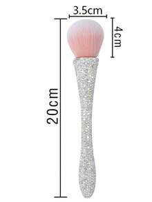 1 st platt välvd puderborste, handtag med strass, syntetiska borst, professionell puderborste lämplig för löst puder och flytande foundation, levereras med borstset - Babyrosa - Visa 8