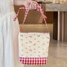 Women Shoulder Bags - 紅色格子斜背包 - 查看 8